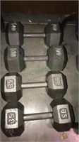 Two pairs of dumbbells, 35 pound and 40 pound,