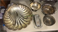 Silverplate shell console bowl, silver over