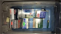 Tub of ammo including 410, 45, 22 Long rifle and