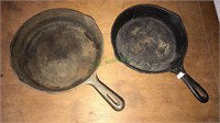 Two cast iron skillet‘s 10 1/2 inch and and 9