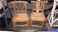 Pair of rustic stick children’s chairs, Seat