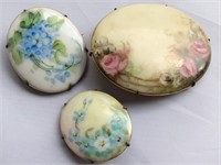 Painted Porcelain Brooches (3)