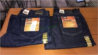 Two pairs of regular fit Lee jeans, 36 x 32, from
