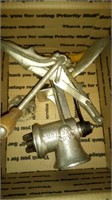 vintage meat grinder, pitter and fire extinguisher