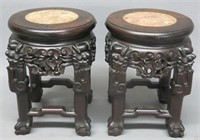 PAIR OF CHINESE CARVED ROSEWOOD STANDS