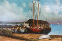 JEROME HOWES PAINTING OF A PROVINCETOWN WHARF