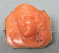 VICTORIAN CARVED CORAL BROOCH