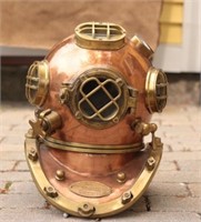Copper and brass diver’s helmet