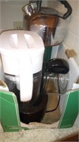 coffee maker, filters, and Brita water pitcher
