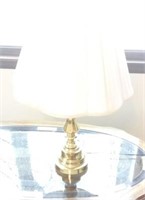 2 lamps-brass table lamp and hanging ceiling lamp