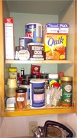 contents of 2 cupboards above stove, blender,