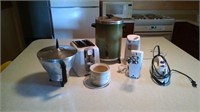toaster,coffee pot, iron,mixer, can opener
