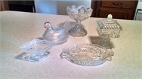 candy dishes and compote  clear glasses