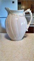 large, antique white&gold Ironstone pitcher