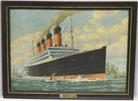 OIL PAINTING ON CANVAS DEPICTING THE "AQUITANIA"