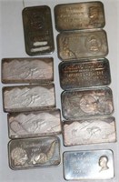 11 PURE SILVER BARS, 10 OF WHICH ARE 1 OZT., 1 AT