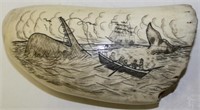 CONTEMPORARY SCRIMSHAW WHALE TOOTH DEPICTING