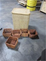 Wicker baskets and laundry hamper