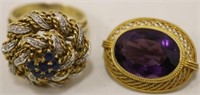 2 PCS OF GOLD JEWELRY TO INCLUDE A 14KT BROOCH