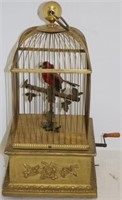 LATE 19TH C AUTOMATON BIRD CAGE, RED AND BLACK