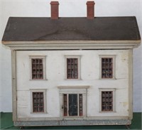 LATE 19TH C HANDMADE WOODEN DOLLHOUSE, COLONIAL