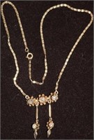19TH C 14KT. GOLD AND DIAMOND NECKLACE SET WITH