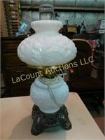 milk glass lamp, 19"