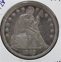 1849 SEATED DOLLAR  VF