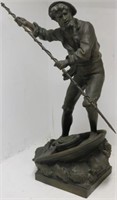 CAST METAL SCULPTURE DEPICTING A WHALER WITH