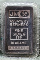 10 GRAM JOHNSON MATHEY .999 SILVER BAR