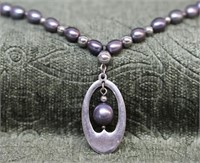 STERLING BLACK PEARL NECKLACE