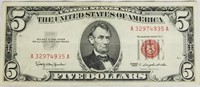 1963 5 DOLLAR US NOTE   RED SEAL