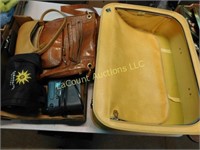 purses, Sony clock, suitcase