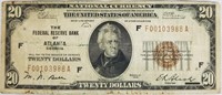 1929 NATIONAL CURRENCY 20 DOLLAR NOTE