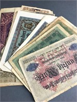 36 Various German currency notes and stamps.