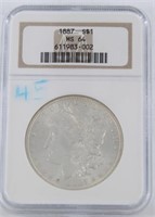 1887 $1 Morgan silver dollar. MS64.