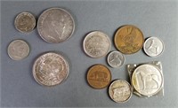 Group of coins, mainly Irish.