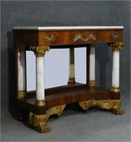 19THC. AMERICAN CLASSICAL PIER TABLE W/ MARBLE
