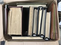 Box of binders w/  stamp collections.