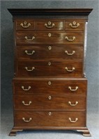 ENGLISH CHIPPENDALE MAHOGANY CHEST ON CHEST
