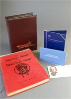 Group of coins and stamps album.