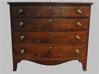 INLAID BOWFRONT 4 DR CHEST , NEW ENGLAND C.1790