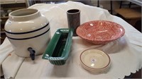 Roselane Pottery; Splatterware Look Vase & Bowl