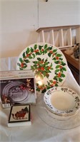 Christmas Platter, Dessert Plates (8); Metal Tray;