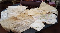 Doilies; Vintage Linens with Tatting & embroidery