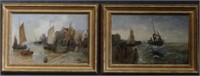 PR OF O/C "PORT SCENES" BOTH SGND VAN PARTEN