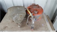 Red Metal Gas Can; Funnel; Gas Nozzle