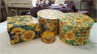Sunflower Décor; Coasters, Round Nesting Boxes;