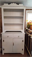 White Painted Wood 2 Piece Cabinet Shabby Chic Loo