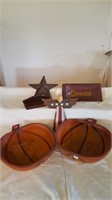 Wood Décor, Wood Pumpkin Bowls (2); Trays; Star,